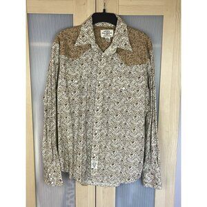 Polo Jeans Ralph Lauren Western Pearl Snap Shirt Sz M Floral Brown Vintage 90s